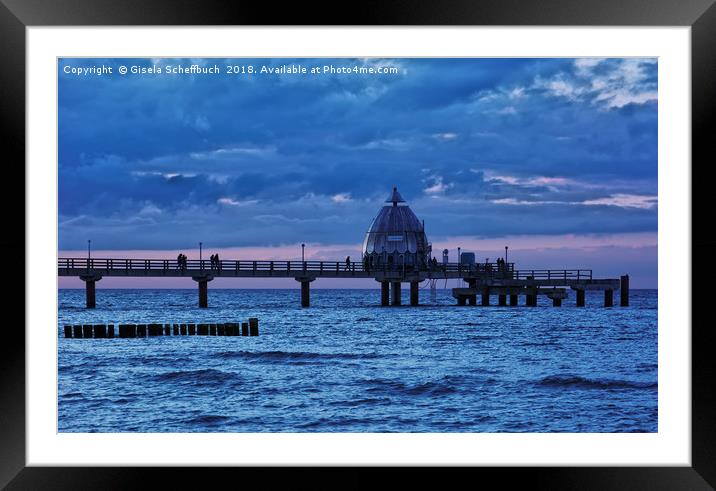  The Pier of Zingst During Blue Hour Framed Mounted Print by Gisela Scheffbuch