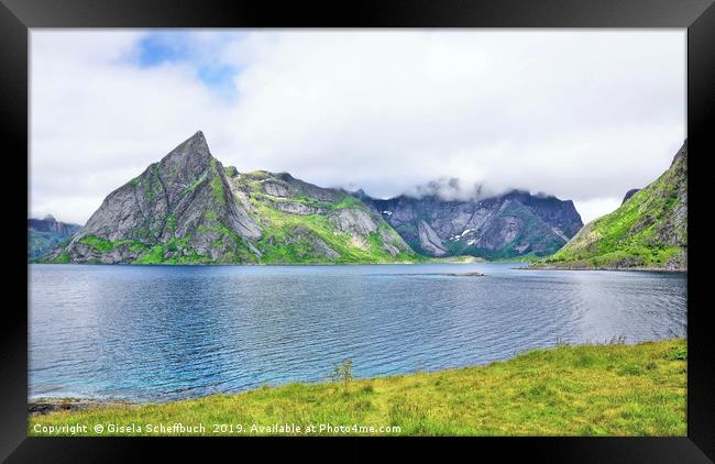 Lofoten Scenery Framed Print by Gisela Scheffbuch