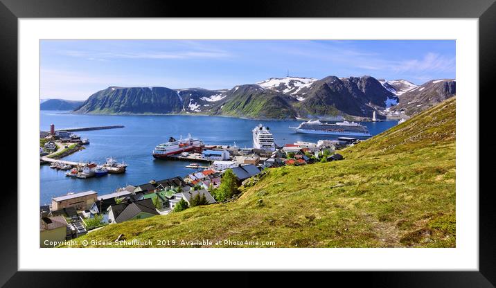 Cruise Liners in the Harbour of Honningsvag II Framed Mounted Print by Gisela Scheffbuch