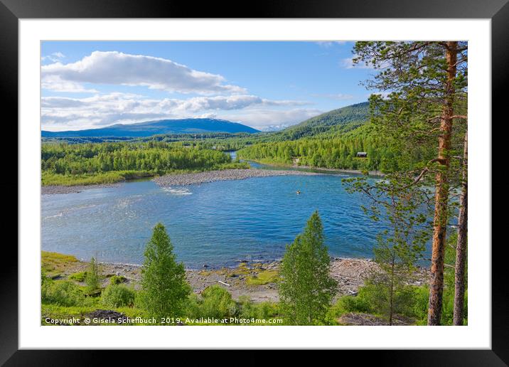 Nordic Scenery - The River Målselva  Framed Mounted Print by Gisela Scheffbuch