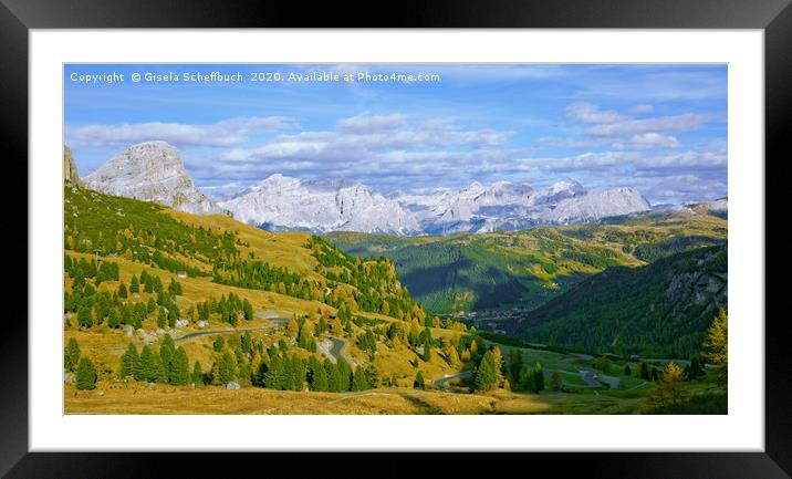 View from the Passo Gardena Framed Mounted Print by Gisela Scheffbuch