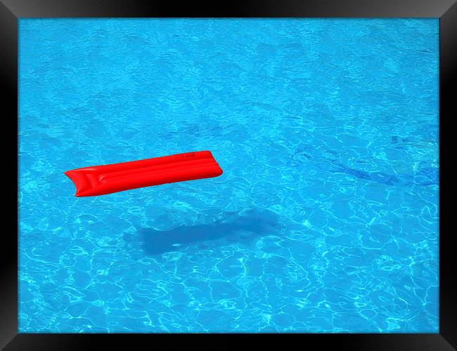 Red airbed blue pool water Framed Print by Matthias Hauser