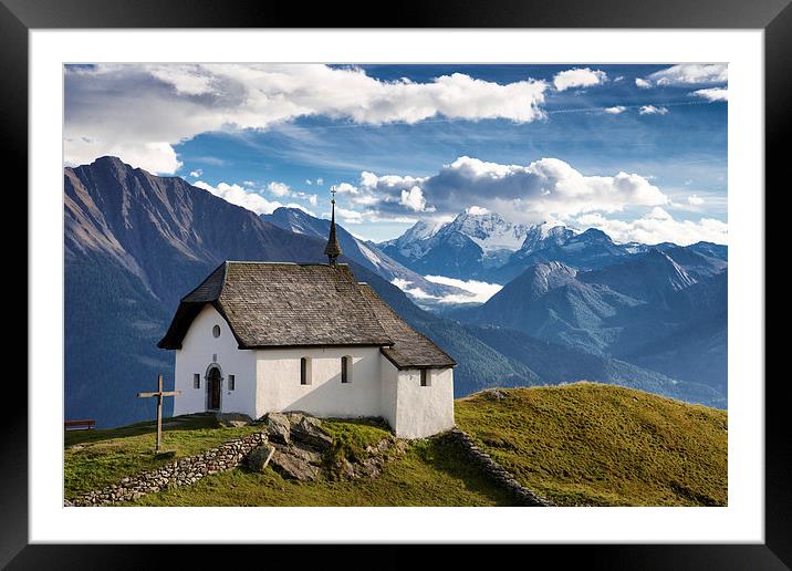 Chapel Swiss Mountains Switzerland Framed Mounted Print by Matthias Hauser