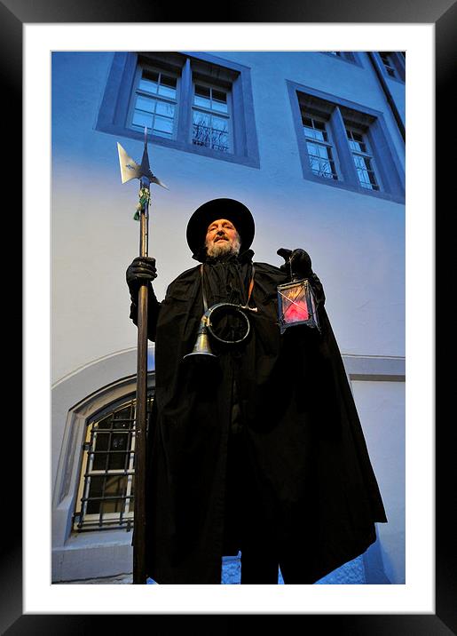 Night watchman in Waldenbuch Germany Framed Mounted Print by Matthias Hauser