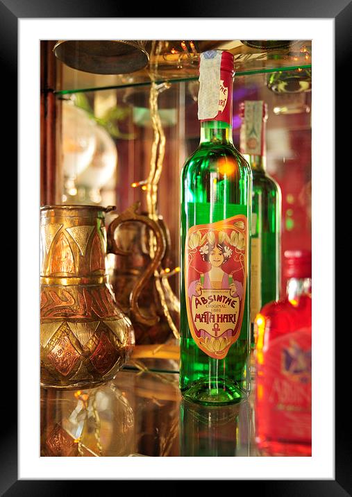 Bottle with green absinthe Framed Mounted Print by Matthias Hauser