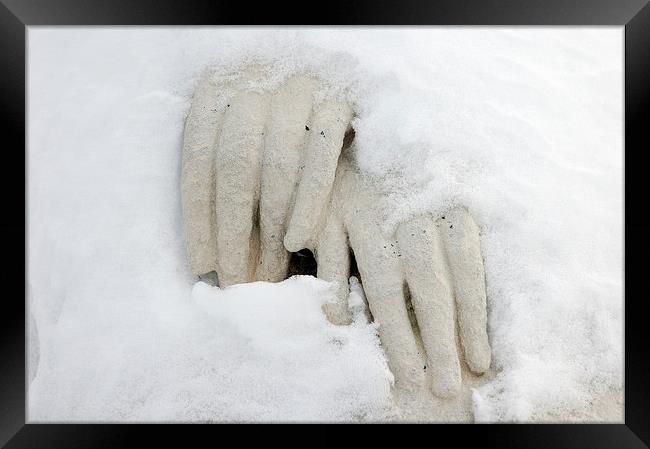 Cold and peaceful snow hands Framed Print by Matthias Hauser