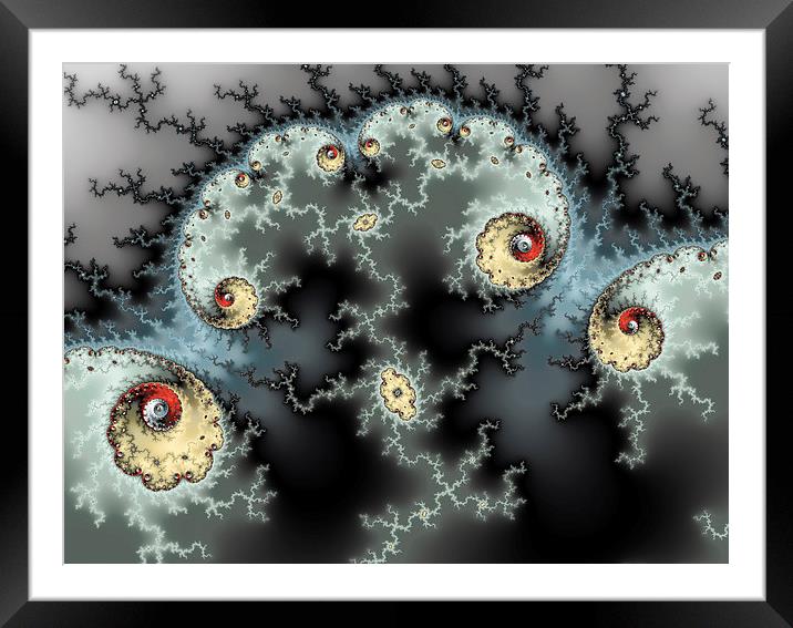 Abstract fractal grey red beige Framed Mounted Print by Matthias Hauser