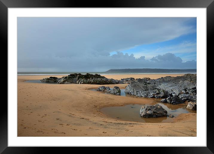 Rockpool, Three cliffs bay. Framed Mounted Print by Bryn Morgan