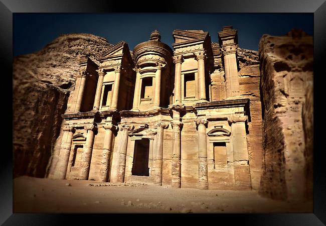 Monastery Temple in Petra Jordan Framed Print by Heather Wise