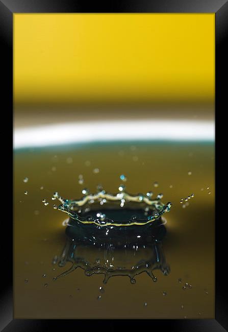 Water Droplet Yellow/Green Framed Print by Jade Wylie