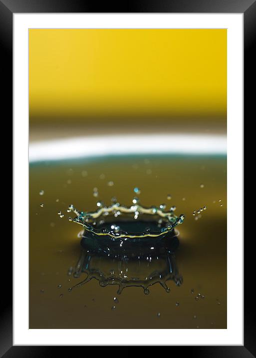 Water Droplet Yellow/Green Framed Mounted Print by Jade Wylie