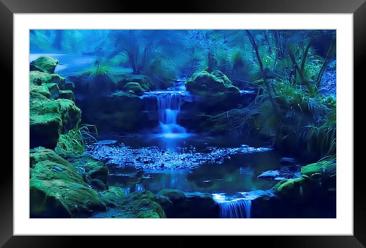Enchanted Waterfall Framed Mounted Print by Andrew McCauley