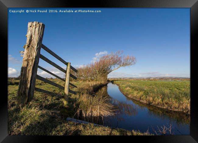 Gatepost and Ditch on the Somerset Levels Framed Print by Nick Pound