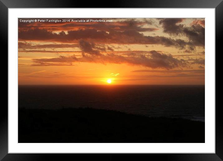 Cornish Sunset over the sea Framed Mounted Print by Peter Farrington
