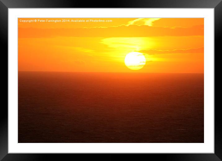Sunset Over The Sea Framed Mounted Print by Peter Farrington