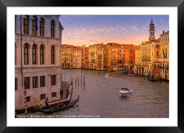 Sunset in Venice Framed Mounted Print by Peter Farrington