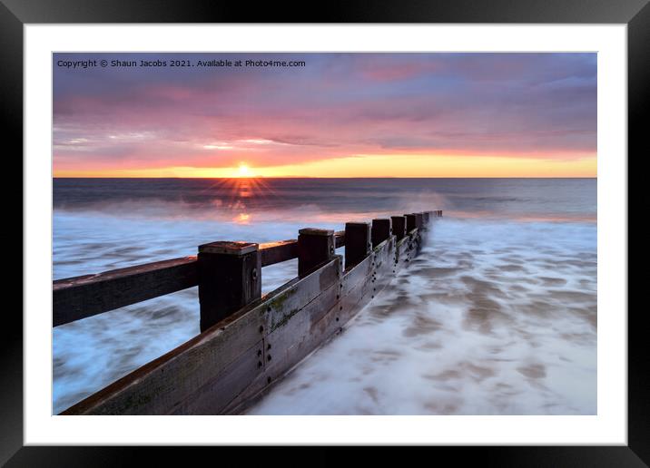 Swanage beach sunrise  Framed Mounted Print by Shaun Jacobs