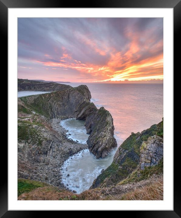 Stair Hole winter sunrise  Framed Mounted Print by Shaun Jacobs