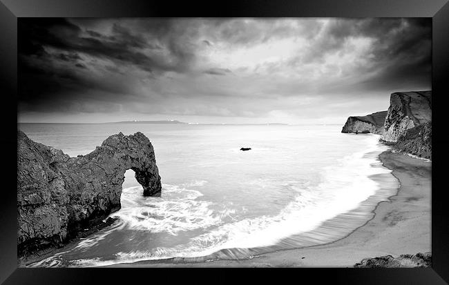 Durdle Door Storm Framed Print by Shaun Jacobs