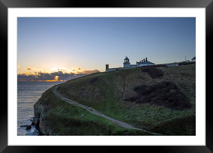 Anvil point lighthouse at sunset  Framed Mounted Print by Shaun Jacobs