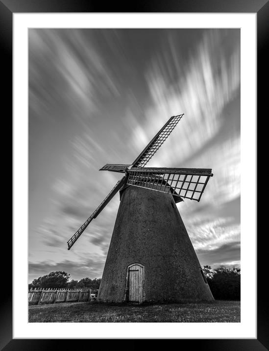 Windmill with rushing clouds  Framed Mounted Print by Shaun Jacobs