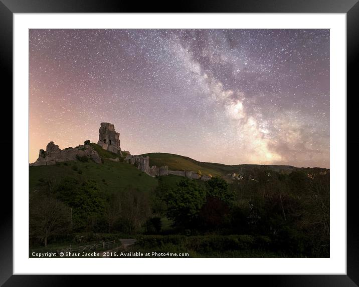Corfe castle milky way  Framed Mounted Print by Shaun Jacobs