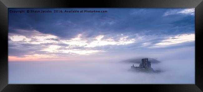 Corfe castle misty morning  Framed Print by Shaun Jacobs