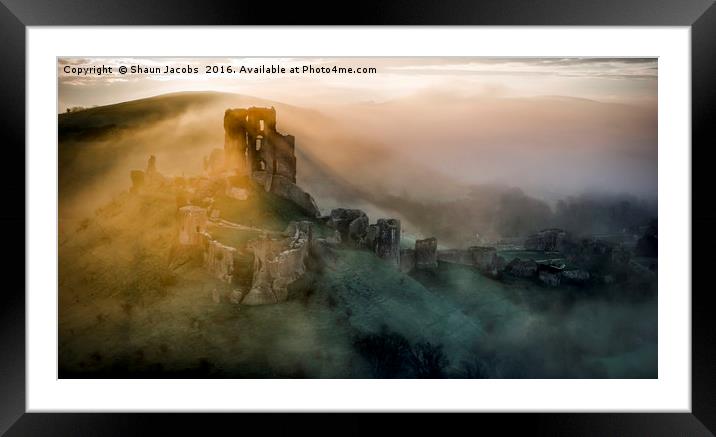 Corfe castle misty morning  Framed Mounted Print by Shaun Jacobs