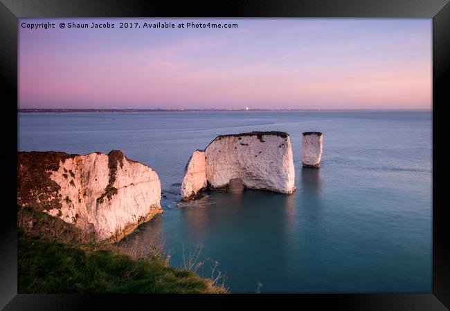 Old Harry Rock  Framed Print by Shaun Jacobs
