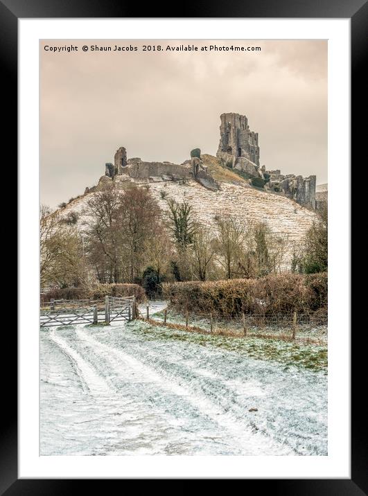 Corfe Castle winter pathway Framed Mounted Print by Shaun Jacobs