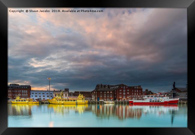 Poole Quay at sunset  Framed Print by Shaun Jacobs