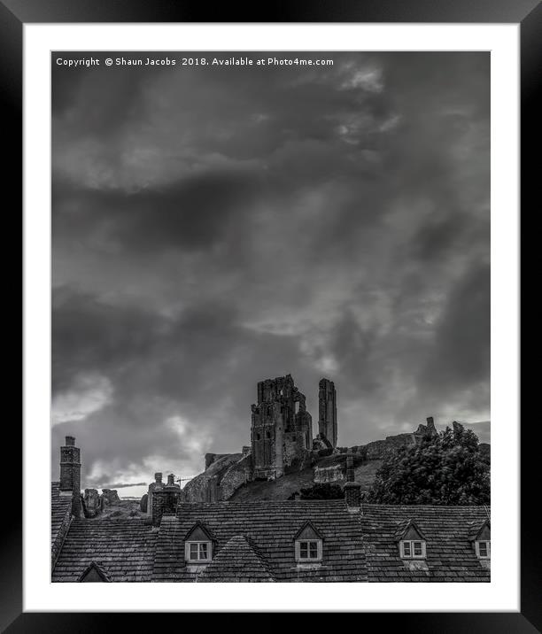 Stormy sky’s over Corfe Castle  Framed Mounted Print by Shaun Jacobs