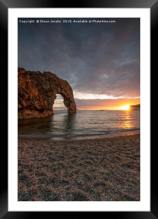 Durdle Door bathed by the sun  Framed Mounted Print by Shaun Jacobs