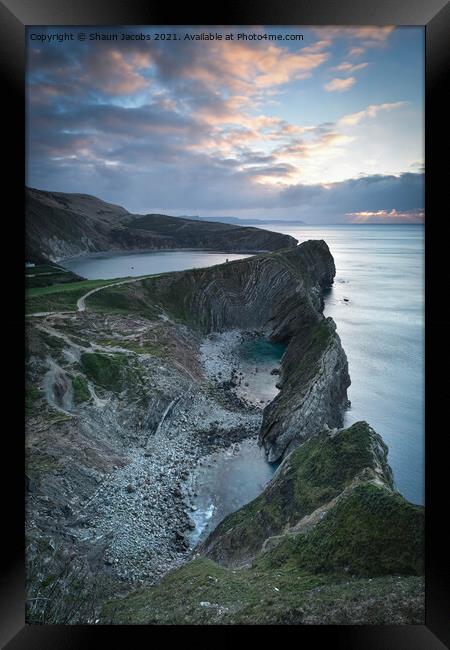 Winter sunrise at Stair Hole  Framed Print by Shaun Jacobs