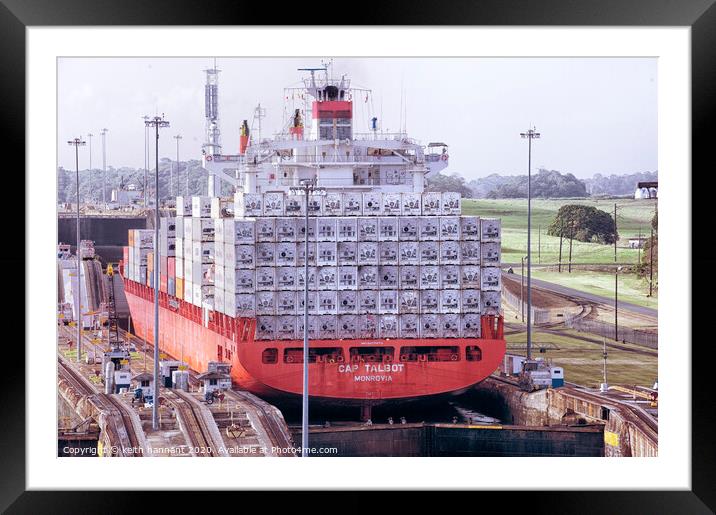 container ship entering panama canal Framed Mounted Print by keith hannant