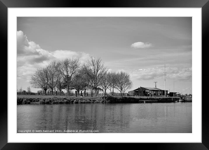 river trent scout huts in monochrome  Framed Mounted Print by keith hannant