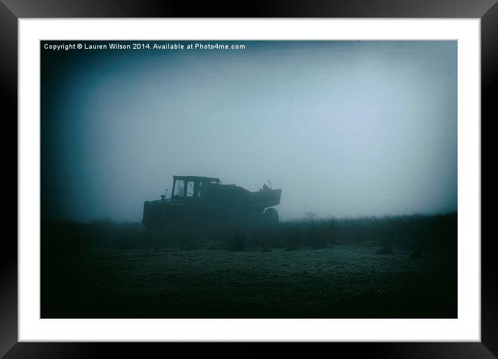 Tractor in the Fog Framed Mounted Print by Lauren Wilson