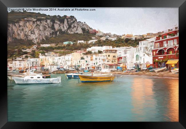 Marina Grande, Capri, Campania, Italy Framed Print by Julie Woodhouse