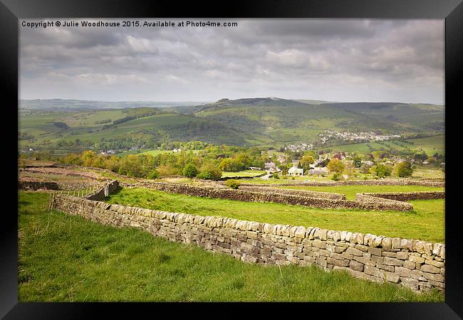 view from Curbar Edge over Curbar and Calver Framed Print by Julie Woodhouse