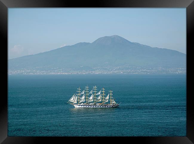  Sailing By Vesuvius Framed Print by Michelle BAILEY