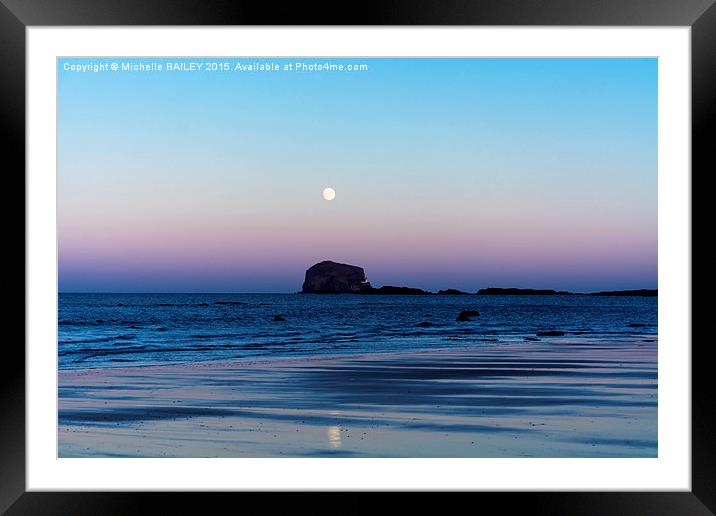  New Moon Over The Bass rock Framed Mounted Print by Michelle BAILEY