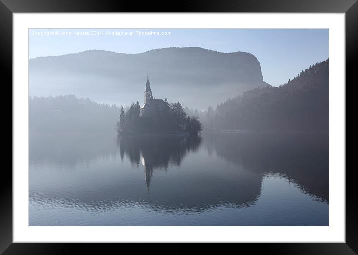 Church of the Assumption of Mary on Bled Island La Framed Mounted Print by John Keates