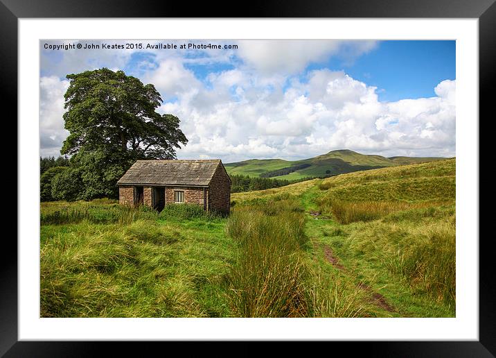 An old Barn with Shutlingsloe Hill in the distance Framed Mounted Print by John Keates
