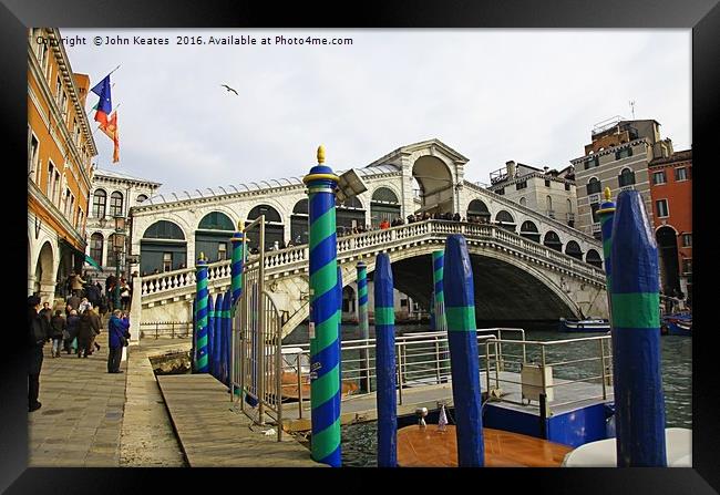Rialto Bridge Venice Italy Framed Print by John Keates