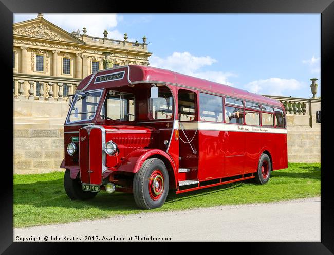 A 1946 AEC Regal bus or coach in the livery of Val Framed Print by John Keates