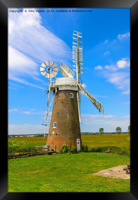 Hardley Drainage windmill, Norfolk Broads, England Framed Print by John Keates