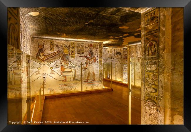Walkway inside the tomb of Ramses III Framed Print by John Keates