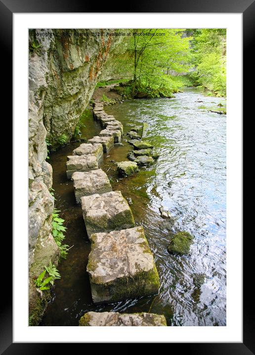 Stepping stones at Chee Dale, River Wye  Framed Mounted Print by John Keates