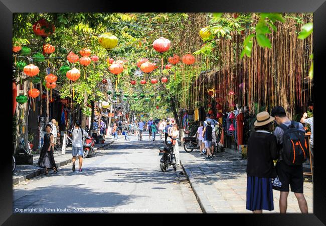 Silk lanterns, Hoi An, Vietnam  Framed Print by John Keates