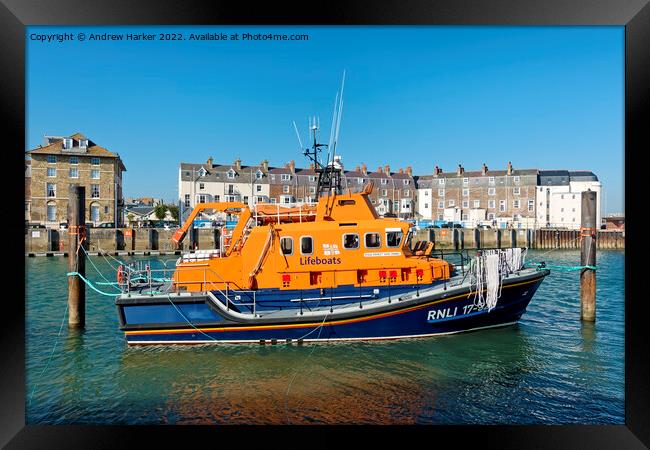 Weymouth Severn class RNLI Lifeboat 'Ernest and Ma Framed Print by Andrew Harker
